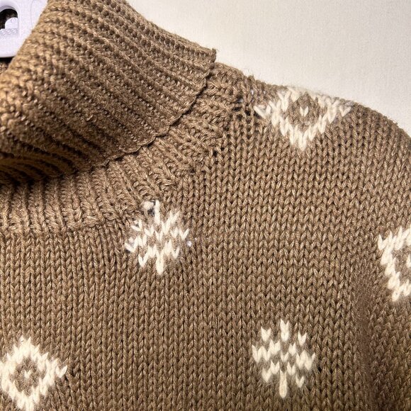 Express Handknitted International Vintage Tan and White Cotton Angora Sweater XS - Picture 4 of 11